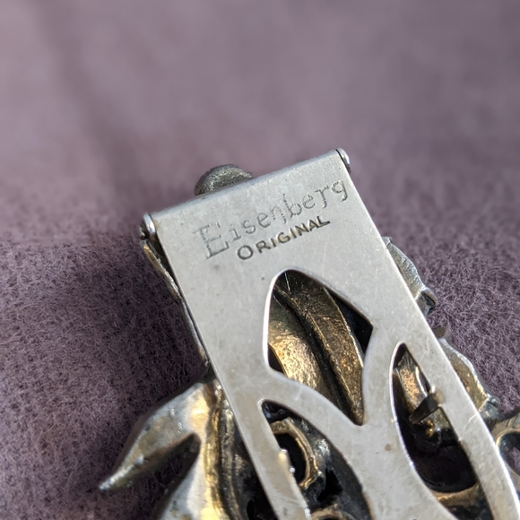 ⚡SOLD⚡Circa 1930s Vintage Eisenberg Original Jeweled Silver Tone Fur Clip - Picture 8 of 9